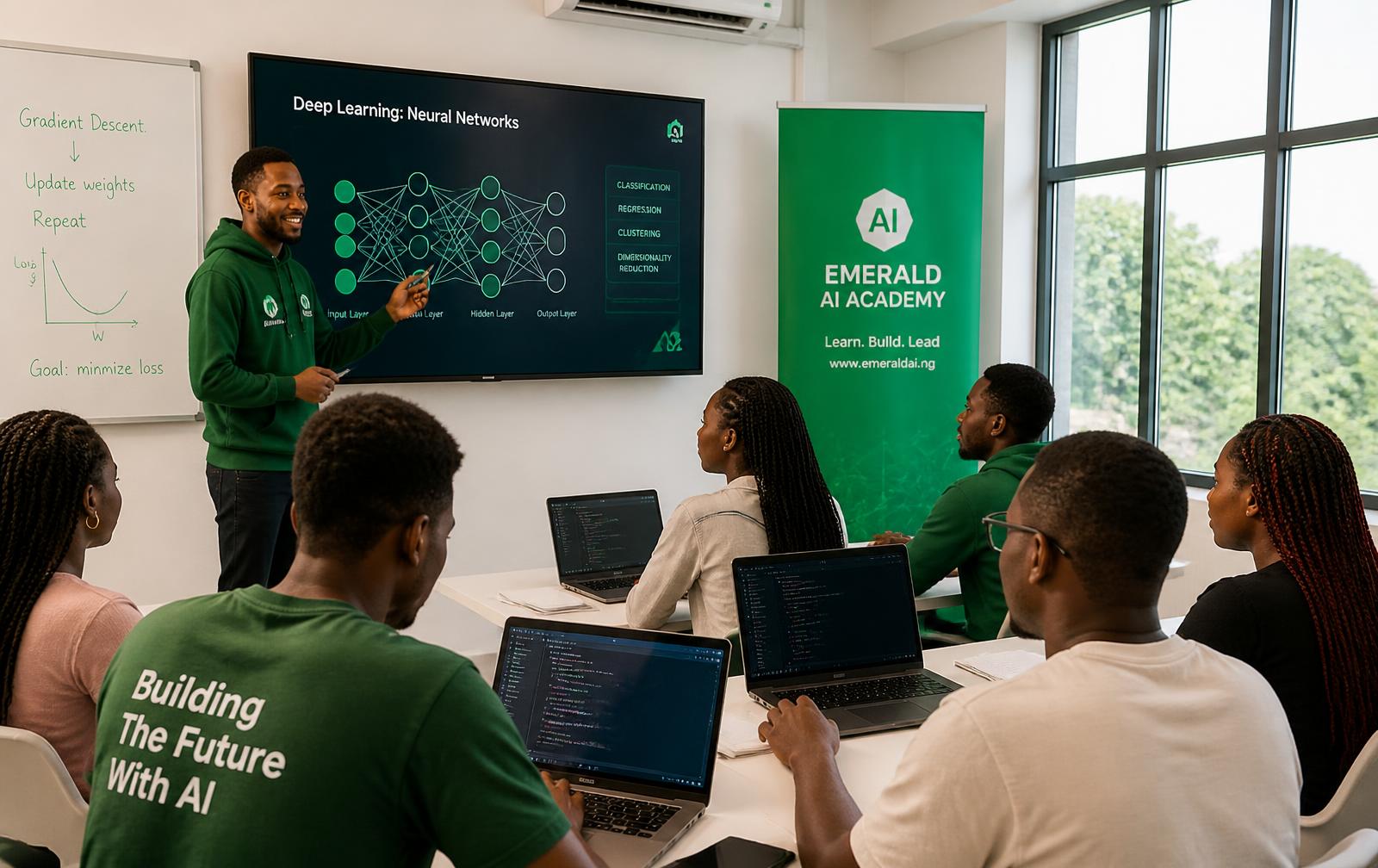 Students learning artificial intelligence at the PLUDAB AI Training Academy